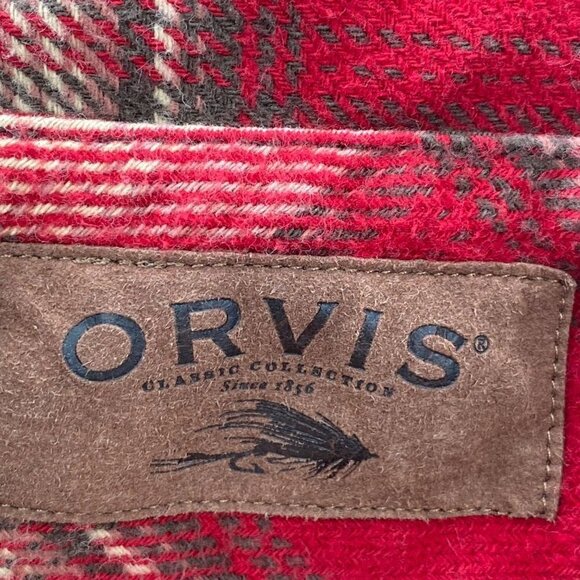Orvis Heavyweight Flannel Red Plaid Button Up Shirt Men's Size XXL - Picture 7 of 10